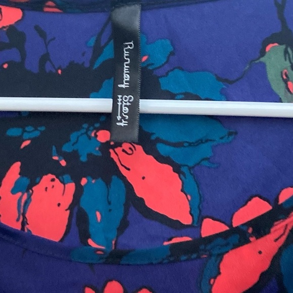 RUNWAY STORY BEAUTIFUL BLUE FLORAL HIGHLOW WITH WRAP STYLE FRONT BLOUSE SIZE M - Picture 6 of 11